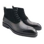 Load image into Gallery viewer, Black Men&#39;s Boots Shoes Work Boots Fashion Designer Shoes Men Add Velvet Genuine Leather

