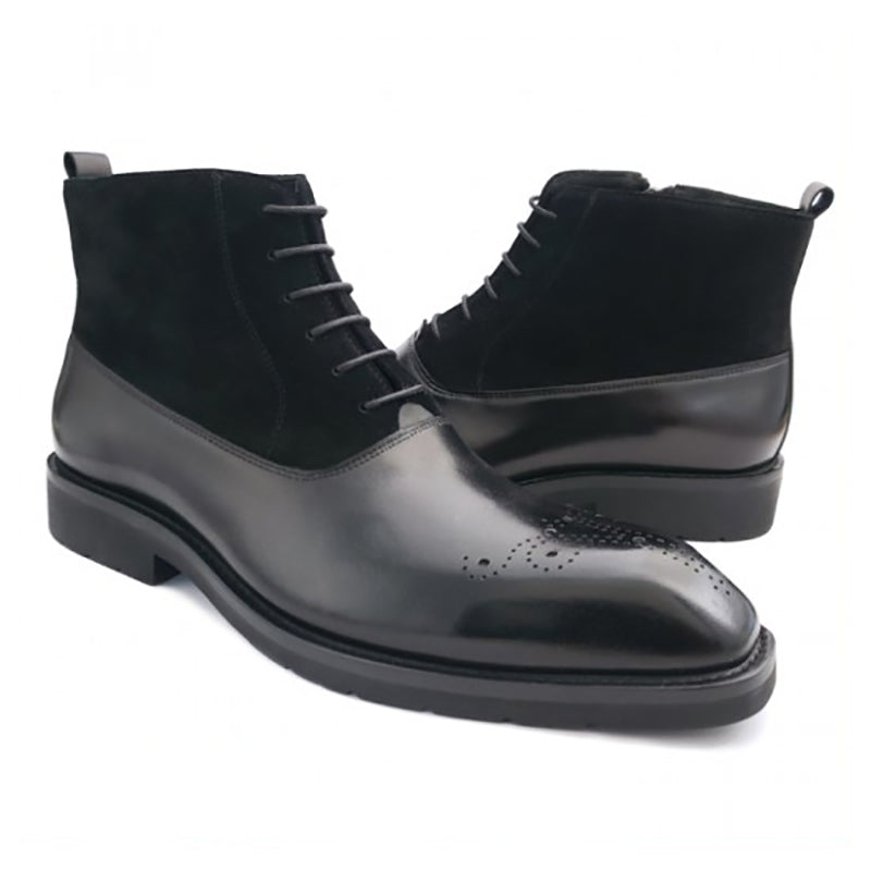 Black Men's Boots Shoes Work Boots Fashion Designer Shoes Men Add Velvet Genuine Leather
