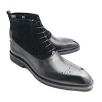 Cargar imagen en el visor de la galería, Black Men&#39;s Boots Shoes Work Boots Fashion Designer Shoes Men Add Velvet Genuine Leather
