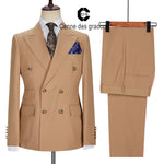 Load image into Gallery viewer, New Men Suits Winter Jackets Double Breasted Tailor-Made 2 Pieces Gold Button Blazer Pant Wedding Costume Homme
