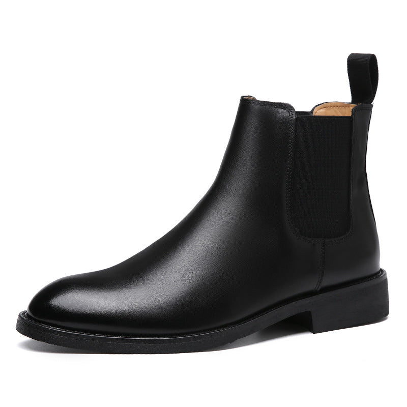 Elegant Chelsea Boots Leather Men Couple Shoes Slip-on Dress Formal Boots Model Fashion