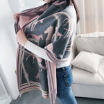 Load image into Gallery viewer, Luxury Women Scarf Warm Pashmina Blanket Horse Scarves Female Shawl Wraps Thick Foulard Bufanda
