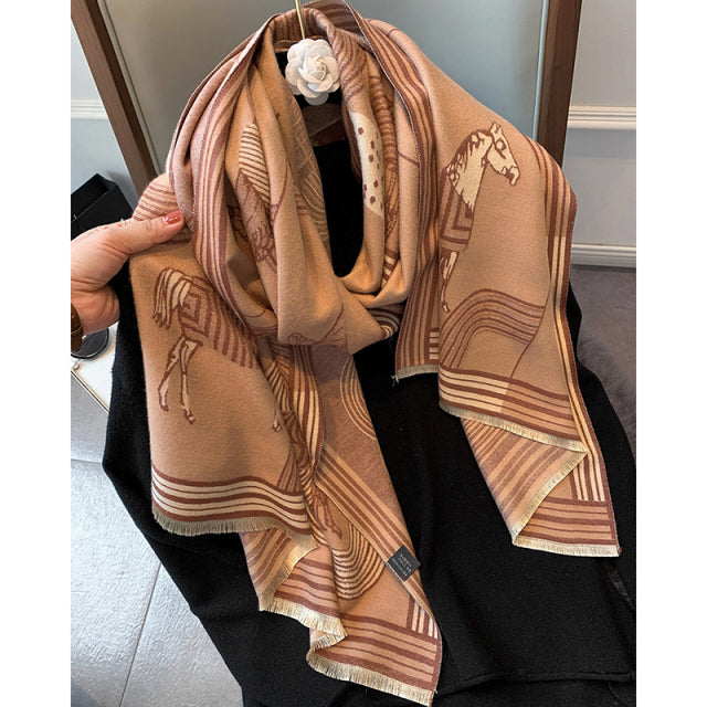 Luxury Women Scarf Warm Pashmina Blanket Horse Scarves Female Shawl Wraps Thick Foulard Bufanda