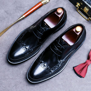 Business Dress Shoes Trend Casual Pointed Toe Genuine Leather Shoes Men Formal Wear Shoes