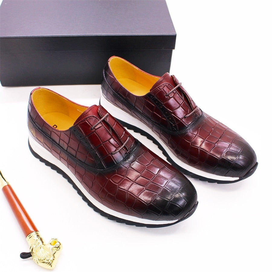 Lace-up Men Leather Shoes Casual and Comfortable Leather Handmade Shoes