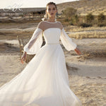 Load image into Gallery viewer, Beaded Wedding Dress Romantic Long Sleeve A-Line Court Train Bridal Gown Princess
