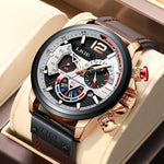 Load image into Gallery viewer, LIGE Watch Men Luxury Watch for Men Quartz Military Watches Fashion Chronograph Wristwatch Waterproof Leather Date Clock Man+Box

