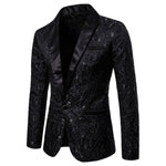 Load image into Gallery viewer, Gold Jacquard Bronzing Floral Blazer Men Brand New Patchwork One Button Blazer Jacket Party Stage Singer Costume Homme
