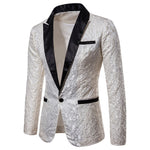 Load image into Gallery viewer, Gold Jacquard Bronzing Floral Blazer Men Brand New Patchwork One Button Blazer Jacket Party Stage Singer Costume Homme
