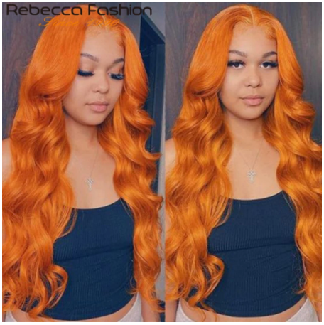 Ginger Orange Blonde Bundles With Frontal Body Wave Frontal With Bundles Brazilian Human Hair 3 Bundles With Closure